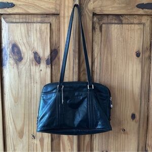 Vintage La Diva Black Genuine Leather Shoulder Bag Purse Handbag Made in Italy